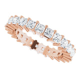 10K Gold Square Natural Diamond Shared-Prong Eternity Band – 2.25x2.25 mm Stones - Rose Gold - view 5
