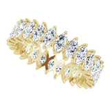 14K Gold Marquise Natural Diamond Shared-Prong Eternity Band – 4x2 mm Stones - Yellow Gold - view 5