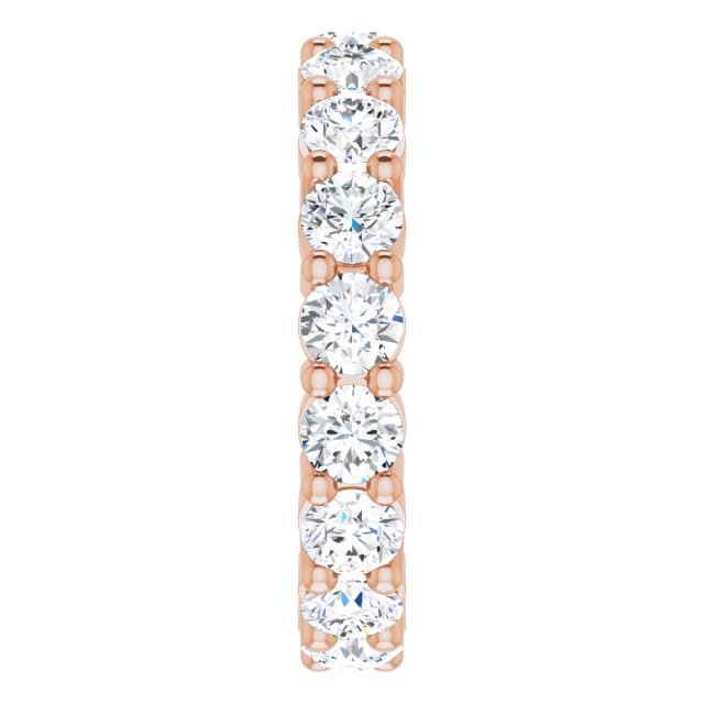 10K Gold Round Natural Diamond Shared-Prong Eternity Band – 3.4 mm Stones - Rose Gold - view 4