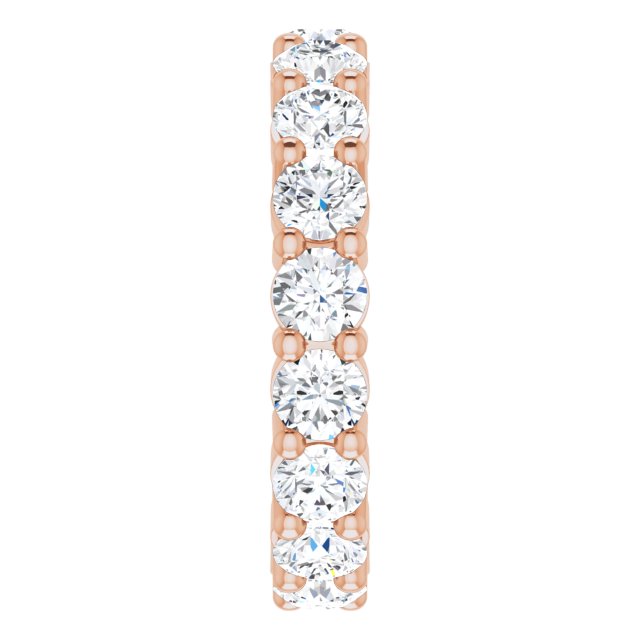 10K Gold Round Natural Diamond Shared-Prong Eternity Band – 3.4 mm Stones - Rose Gold - view 4