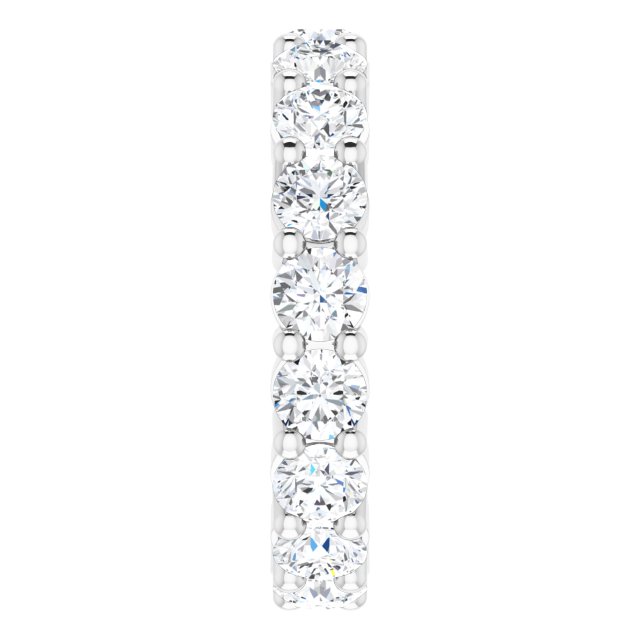 10K Gold Round Lab-Grown Diamond Shared-Prong Eternity Band – 3.4 mm Stones - White Gold - view 4