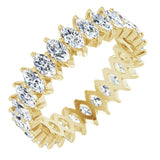 14K Gold Marquise Natural Diamond Shared-Prong Eternity Band – 4x2 mm Stones - Yellow Gold