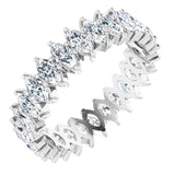 14K Gold Marquise Lab-Grown Diamond Shared-Prong Eternity Band – 4x2 mm Stones - White Gold