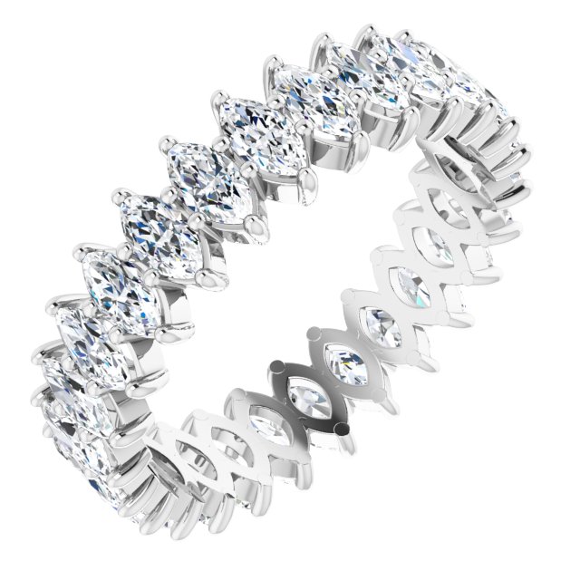 14K Gold Marquise Natural Diamond Shared-Prong Eternity Band – 4x2 mm Stones - White Gold