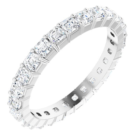 Platinum Asscher Lab-Grown Diamond Shared-Prong Eternity Band – 2x2 mm Stones