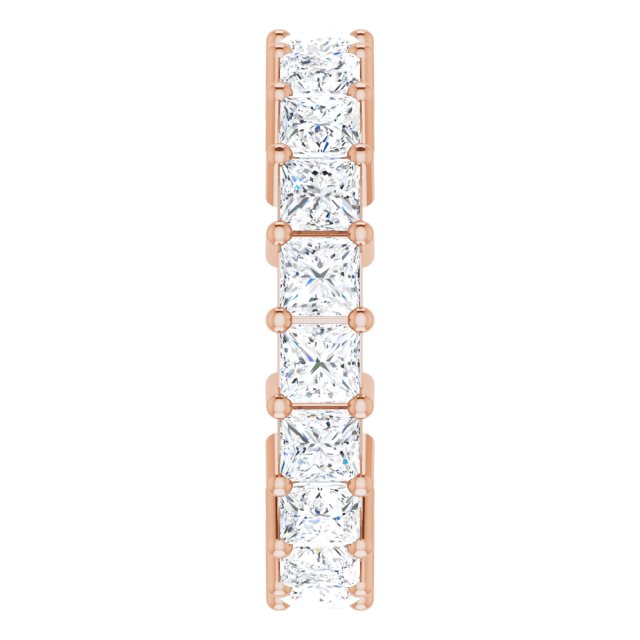 10K Gold Square Lab-Grown Diamond Shared-Prong Eternity Band – 3x3 mm Stones - Rose Gold - view 4