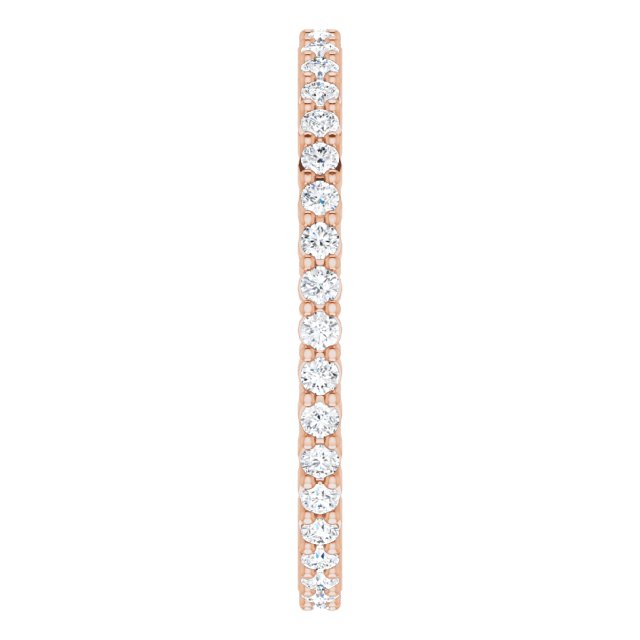 10K Gold Round Natural Diamond Shared-Prong Eternity Band – 1.3 mm Stones - Rose Gold - view 4