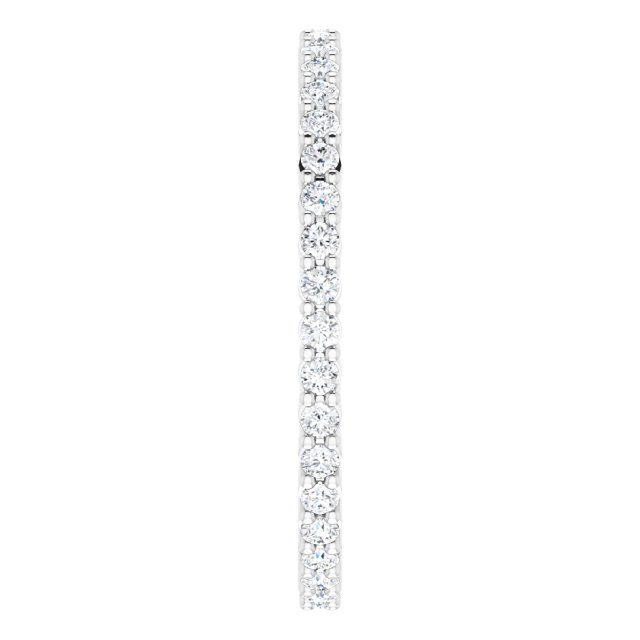 10K Gold Round Natural Diamond Shared-Prong Eternity Band – 1.3 mm Stones - White Gold - view 4