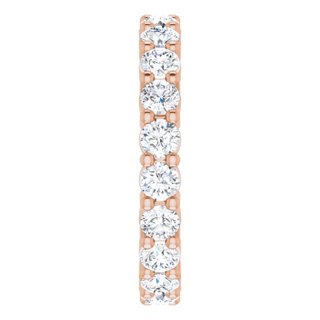 10K Gold Round Lab-Grown Diamond Shared-Prong Eternity Band – 2.75 mm Stones - Rose Gold - view 4