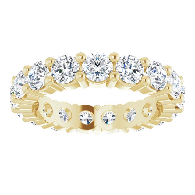 10K Gold Round Natural Diamond Shared-Prong Eternity Band – 3.4 mm Stones - Yellow Gold - view 3