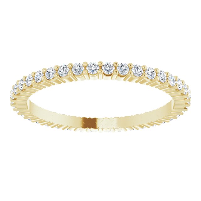 14K Gold Round Lab-Grown Diamond Shared-Prong Eternity Band – 1.3 mm Stones - Yellow Gold - view 3