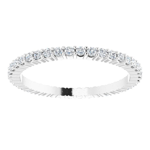10K Gold Round Lab-Grown Diamond Shared-Prong Eternity Band – 1.3 mm Stones - White Gold - view 3
