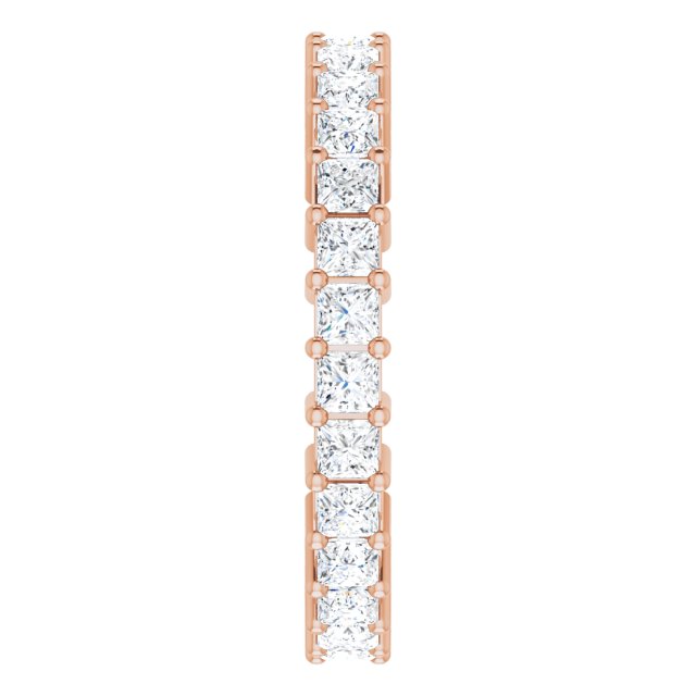 10K Gold Square Natural Diamond Shared-Prong Eternity Band – 2x2 mm Stones - Rose Gold - view 4