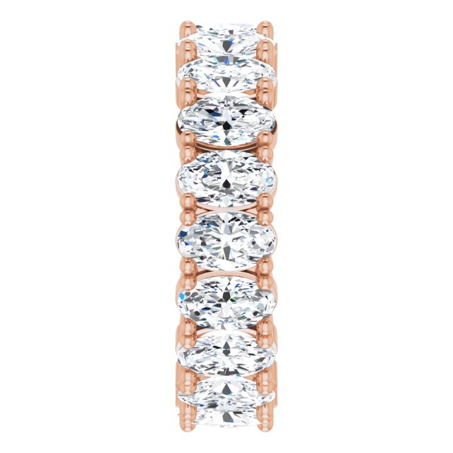 10K Gold Oval Lab-Grown Diamond Shared-Prong Eternity Band – 5x3 mm Stones - Rose Gold - view 4