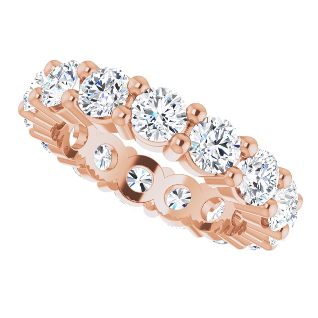 10K Gold Round Lab-Grown Diamond Shared-Prong Eternity Band – 3.8 mm Stones - Rose Gold - view 5