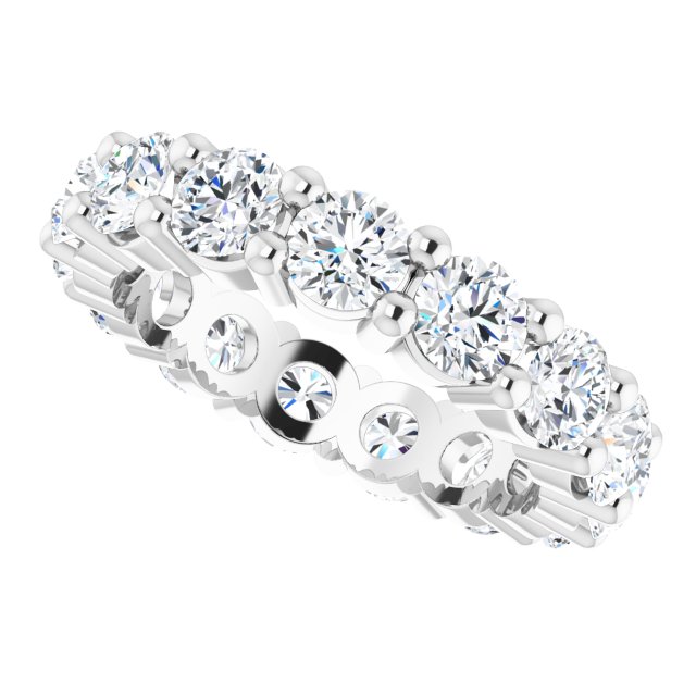 10K Gold Round Lab-Grown Diamond Shared-Prong Eternity Band – 3.8 mm Stones - White Gold - view 5