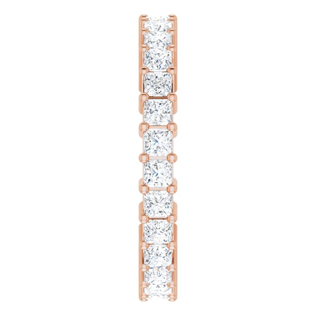 10K Gold Square Natural Diamond Shared-Prong Eternity Band – 2x2 mm Stones - Rose Gold - view 4