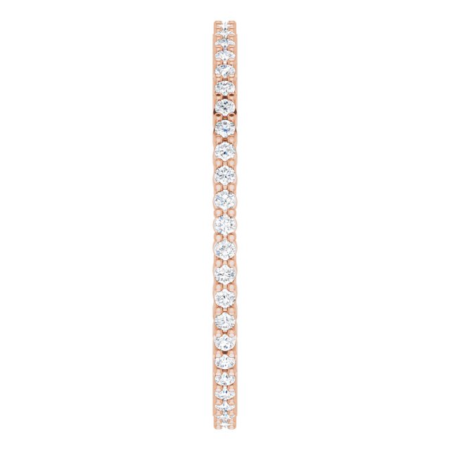10K Gold Round Natural Diamond Shared-Prong Eternity Band – 1 mm Stones - Rose Gold - view 4