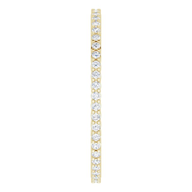 14K Gold Round Lab-Grown Diamond Shared-Prong Eternity Band – 1 mm Stones - Yellow Gold - view 4