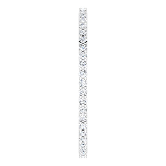 10K Gold Round Natural Diamond Shared-Prong Eternity Band – 1 mm Stones - White Gold - view 4