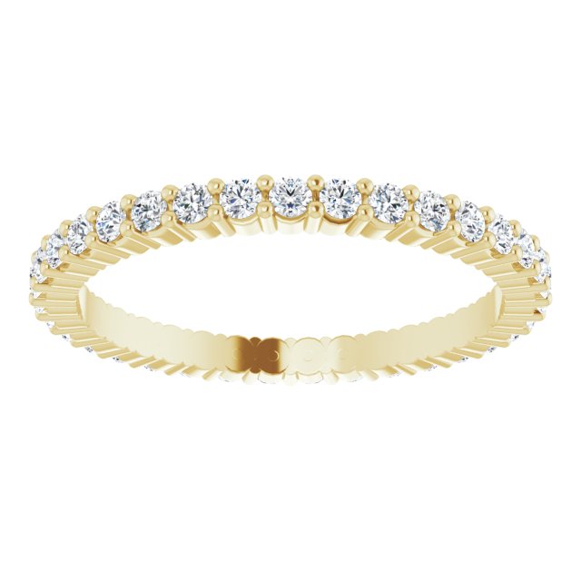 14K Gold Round Lab-Grown Diamond Shared-Prong Eternity Band – 1.5 mm Stones - Yellow Gold - view 3