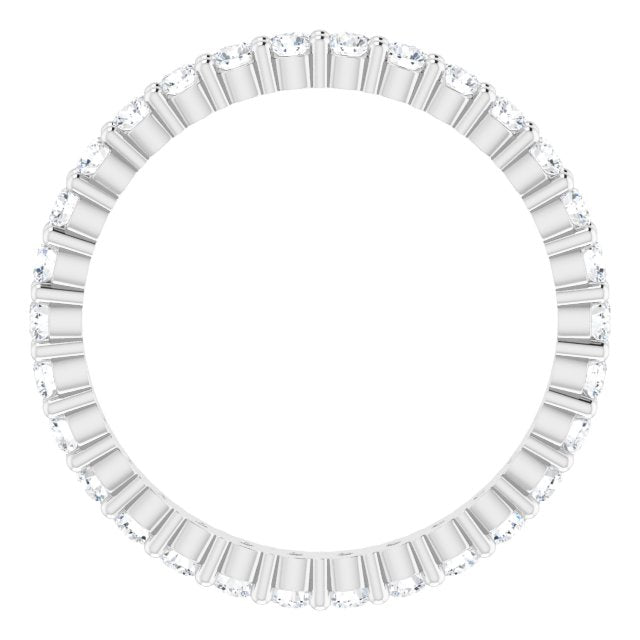 10K Gold Round Lab-Grown Diamond Shared-Prong Eternity Band – 1.75 mm Stones - White Gold - view 2