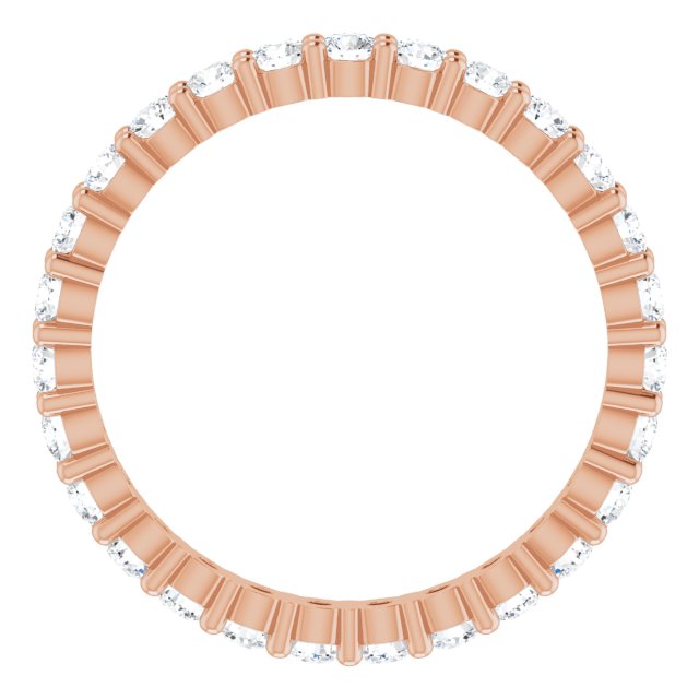 10K Gold Round Natural Diamond Shared-Prong Eternity Band – 2 mm Stones - Rose Gold - view 2