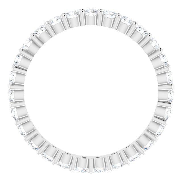 10K Gold Round Natural Diamond Shared-Prong Eternity Band – 2 mm Stones - White Gold - view 2