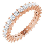 14K Gold Square Lab-Grown Diamond Shared-Prong Eternity Band – 2x2 mm Stones - Rose Gold