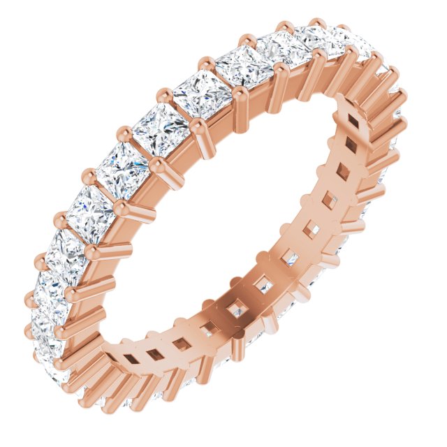14K Gold Square Lab-Grown Diamond Shared-Prong Eternity Band – 2x2 mm Stones - Rose Gold