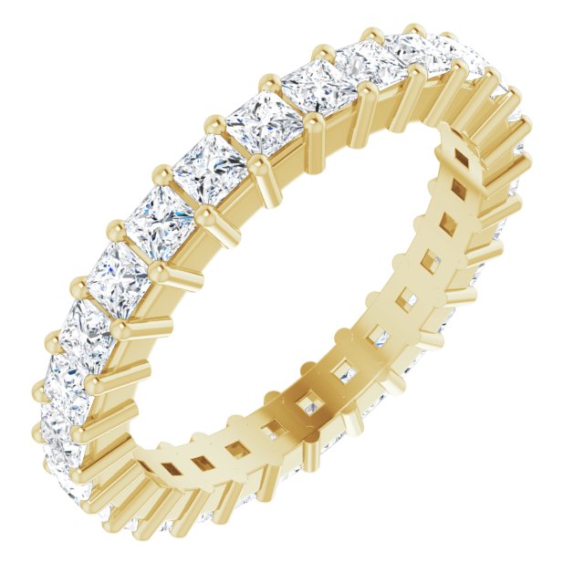 14K Gold Square Lab-Grown Diamond Shared-Prong Eternity Band – 2x2 mm Stones - Yellow Gold
