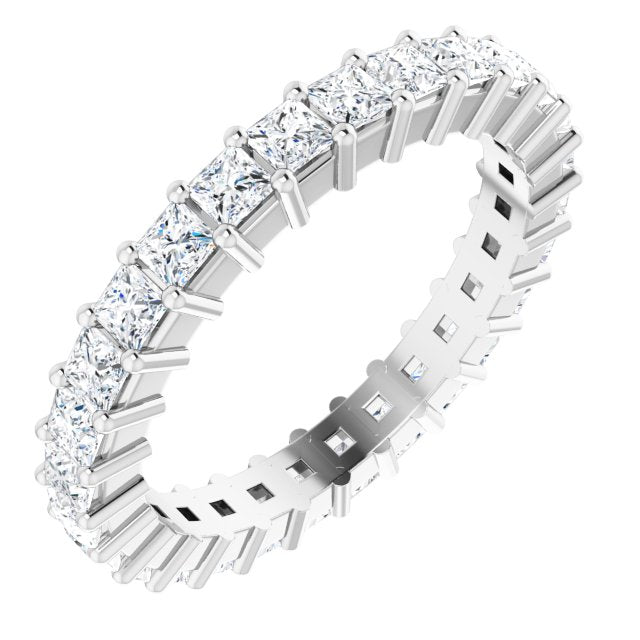 14K Gold Square Lab-Grown Diamond Shared-Prong Eternity Band – 2x2 mm Stones - White Gold