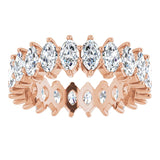14K Gold Marquise Lab-Grown Diamond Shared-Prong Eternity Band – 4.5x2.5 mm Stones - Rose Gold - view 3