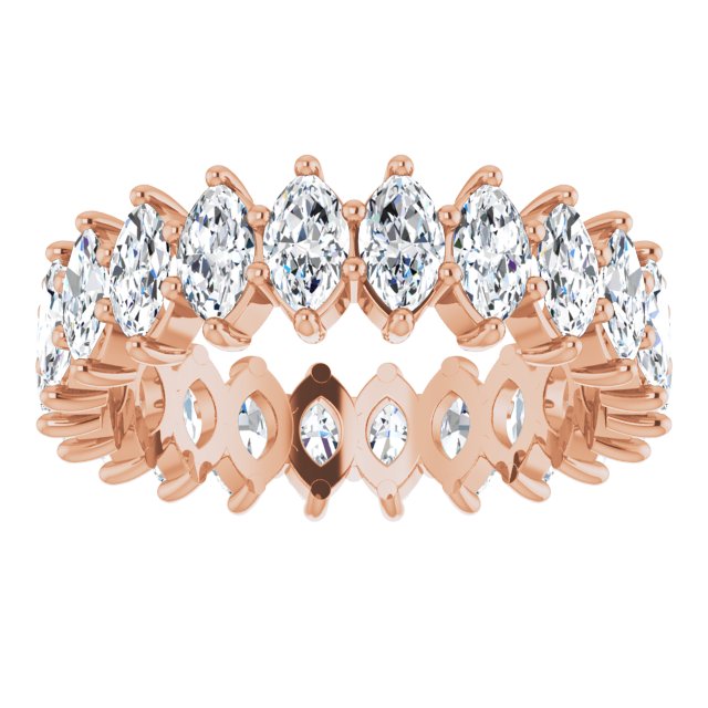14K Gold Marquise Lab-Grown Diamond Shared-Prong Eternity Band – 4.5x2.5 mm Stones - Rose Gold - view 3