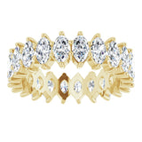 14K Gold Marquise Lab-Grown Diamond Shared-Prong Eternity Band – 4.5x2.5 mm Stones - Yellow Gold - view 3