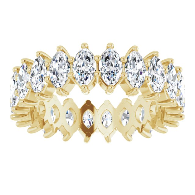 14K Gold Marquise Lab-Grown Diamond Shared-Prong Eternity Band – 4.5x2.5 mm Stones - Yellow Gold - view 3