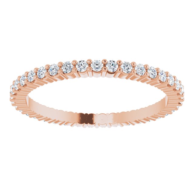 10K Gold Round Lab-Grown Diamond Shared-Prong Eternity Band – 1.3 mm Stones - Rose Gold - view 3