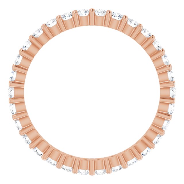 10K Gold Round Lab-Grown Diamond Shared-Prong Eternity Band – 1.75 mm Stones - Rose Gold - view 2