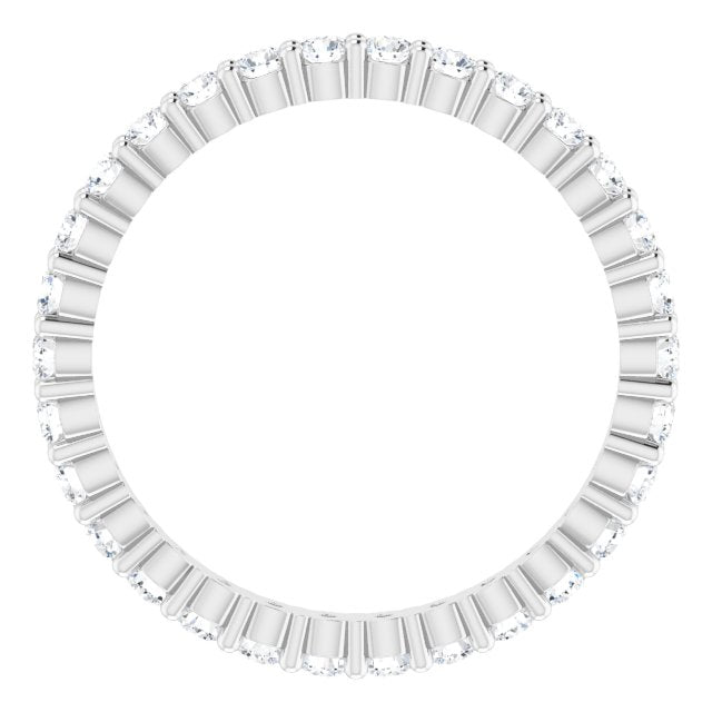 10K Gold Round Lab-Grown Diamond Shared-Prong Eternity Band – 1.75 mm Stones - White Gold - view 2