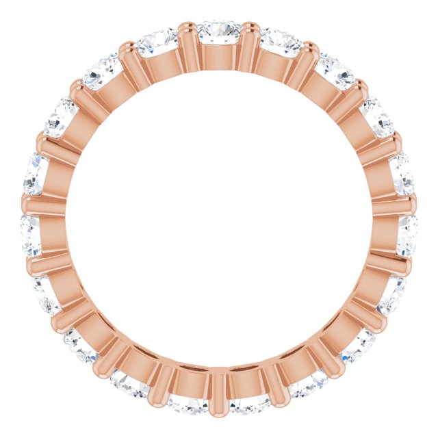 10K Gold Round Lab-Grown Diamond Shared-Prong Eternity Band – 3 mm Stones - Rose Gold - view 2
