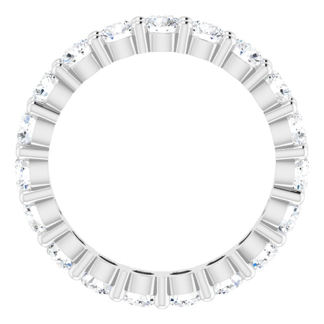 10K Gold Round Lab-Grown Diamond Shared-Prong Eternity Band – 3 mm Stones - White Gold - view 2