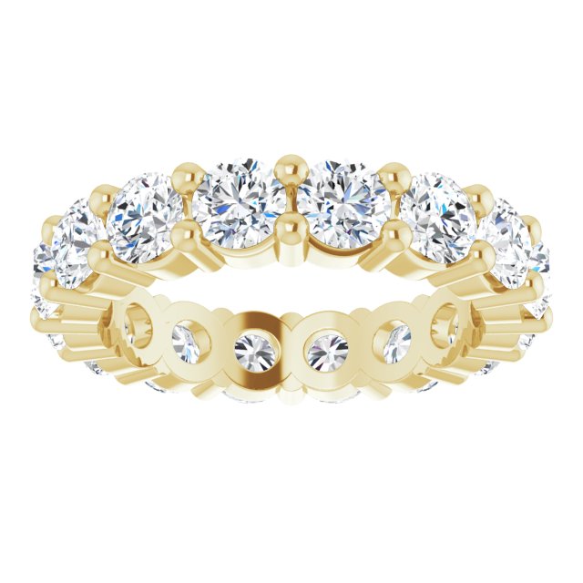 10K Gold Round Natural Diamond Shared-Prong Eternity Band – 3.5 mm Stones - Yellow Gold - view 3