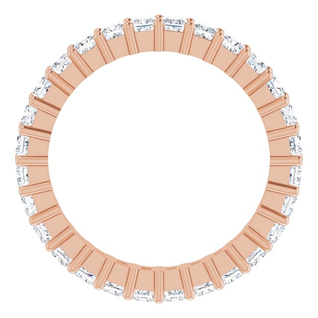 10K Gold Square Natural Diamond Shared-Prong Eternity Band – 2x2 mm Stones - Rose Gold - view 2