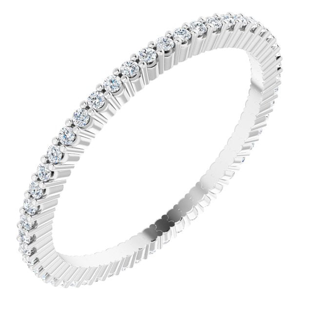 10K Gold Round Lab-Grown Diamond Shared-Prong Eternity Band – 1 mm Stones - White Gold