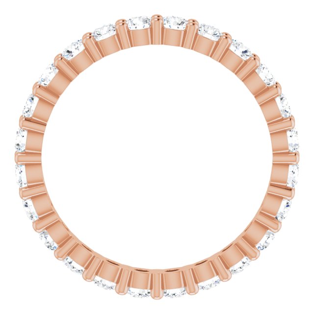 10K Gold Round Lab-Grown Diamond Shared-Prong Eternity Band – 2.25 mm Stones - Rose Gold - view 2