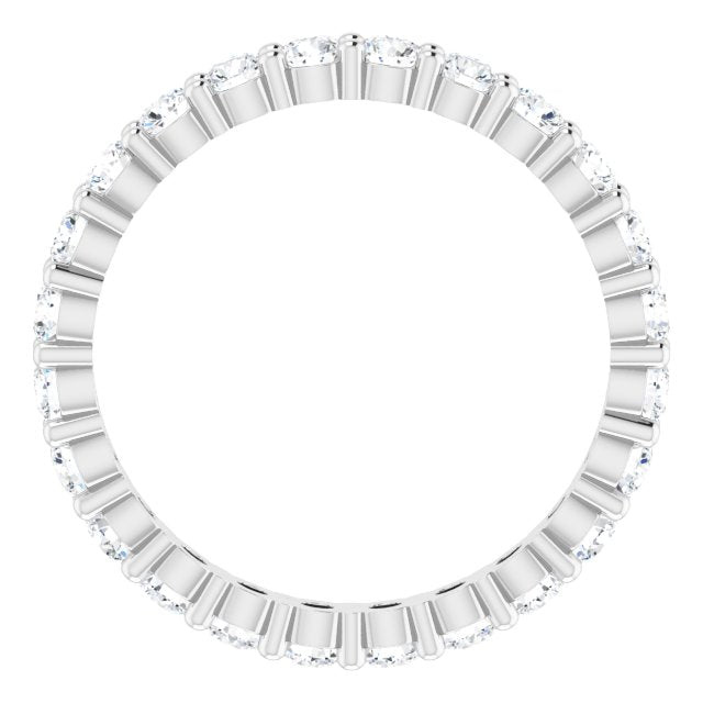 10K Gold Round Lab-Grown Diamond Shared-Prong Eternity Band – 2.25 mm Stones - White Gold - view 2