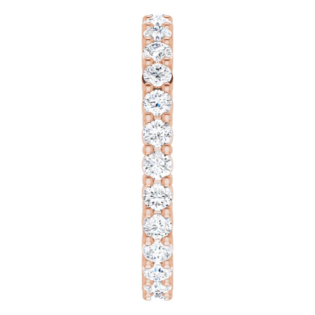 10K Gold Round Natural Diamond Shared-Prong Eternity Band – 2 mm Stones - Rose Gold - view 4
