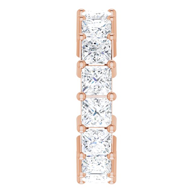 10K Gold Square Natural Diamond Shared-Prong Eternity Band – 3.75x3.75 mm Stones - Rose Gold - view 4