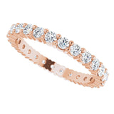 10K Gold Round Natural Diamond Shared-Prong Eternity Band – 2 mm Stones - Rose Gold - view 5
