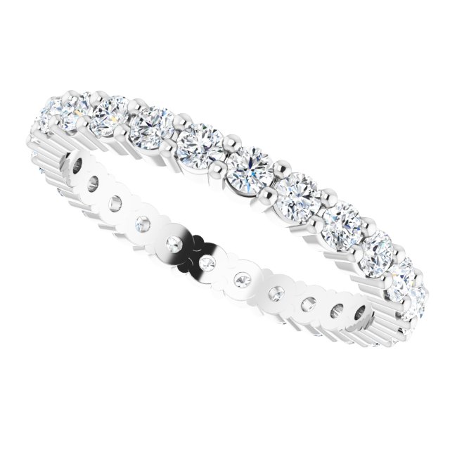 10K Gold Round Natural Diamond Shared-Prong Eternity Band – 2 mm Stones - White Gold - view 5